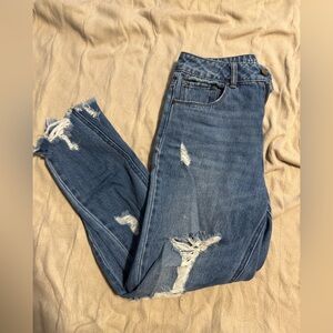 Distressed mom jeans